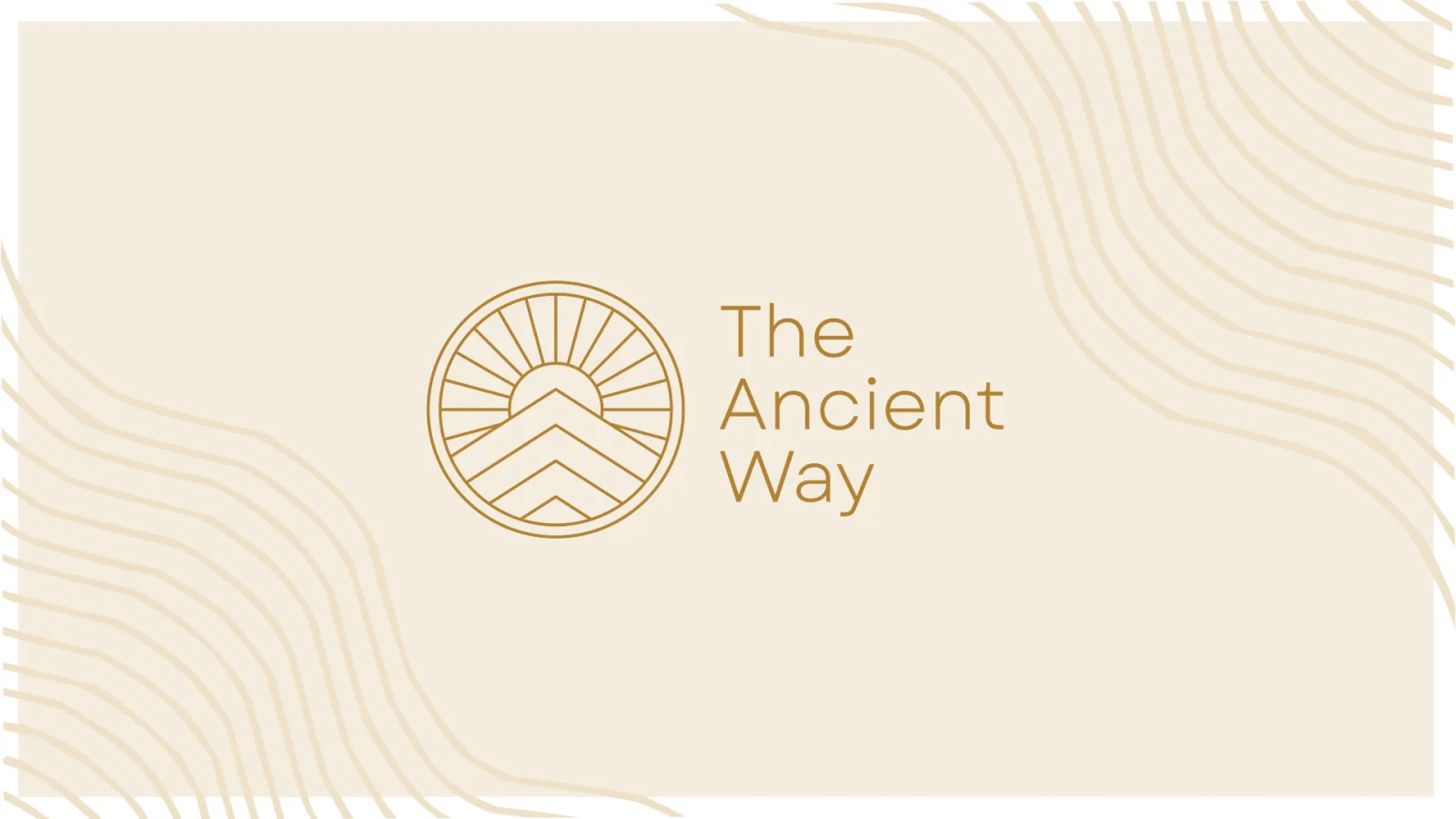The Ancient Way logo: a rising sun over a mountain on a beige background.